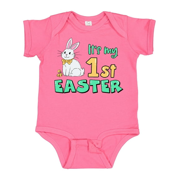 Inktastic It's My 1st Easter with Cute Chick and Bunny Boys or Girls Baby Bodysuit