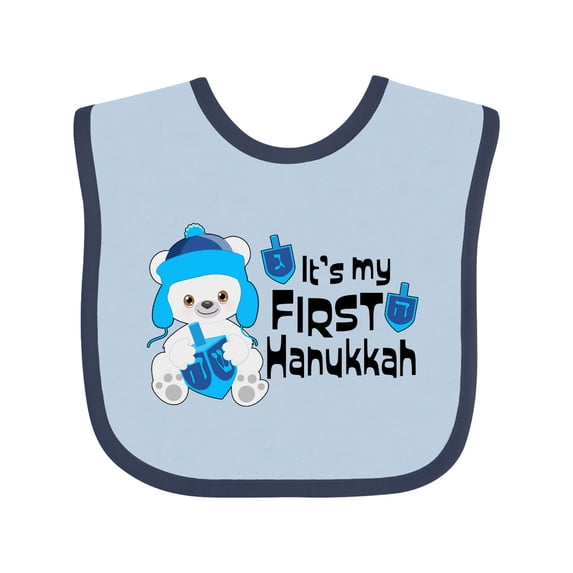 Inktastic It's My 1st Hanukkah Cute Bear with Dreidel Boys or Girls Baby Bib