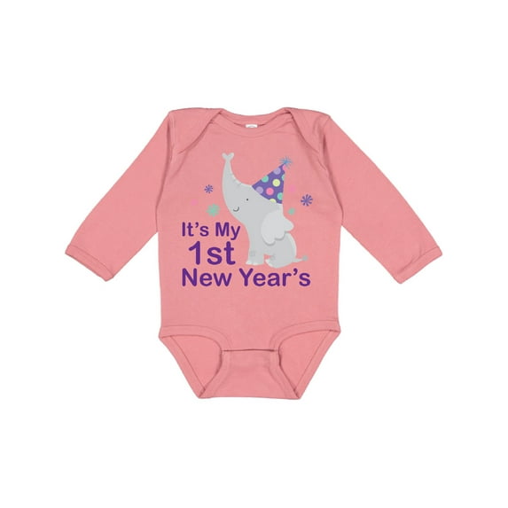 Inktastic It's My 1st New Year's Elephant Boys or Girls Long Sleeve Baby Bodysuit