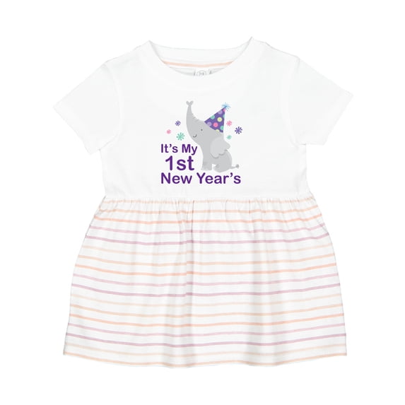 Inktastic It's My 1st New Year's Elephant Girls Baby Dress
