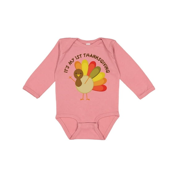 Inktastic It's My 1st Thanksgiving Boys or Girls Long Sleeve Baby Bodysuit