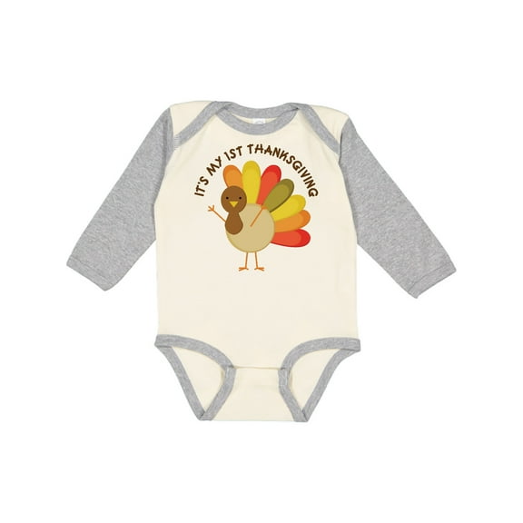 Inktastic It's My 1st Thanksgiving Boys or Girls Long Sleeve Baby Bodysuit