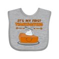thumbnail image 1 of Inktastic It's My 1st Thanksgiving with Cute Smiling Pumpkin Pie Boys or Girls Baby Bib, 1 of 4
