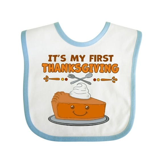 Inktastic It's My 1st Thanksgiving with Cute Smiling Pumpkin Pie Boys or Girls Baby Bib