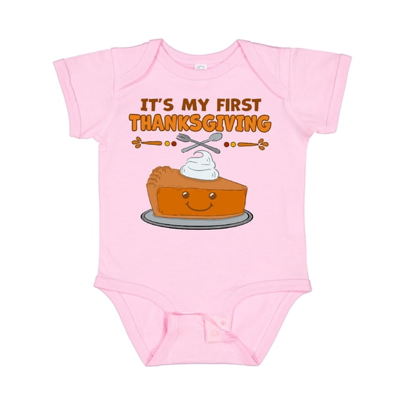 Inktastic It's My 1st Thanksgiving with Cute Smiling Pumpkin Pie Boys or Girls Baby Bodysuit