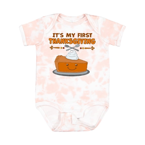 Inktastic It's My 1st Thanksgiving with Cute Smiling Pumpkin Pie Boys or Girls Baby Bodysuit