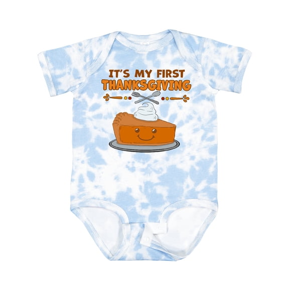 Inktastic It's My 1st Thanksgiving with Cute Smiling Pumpkin Pie Boys or Girls Baby Bodysuit