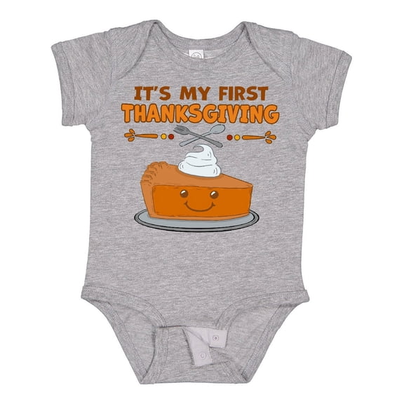Inktastic It's My 1st Thanksgiving with Cute Smiling Pumpkin Pie Boys or Girls Baby Bodysuit