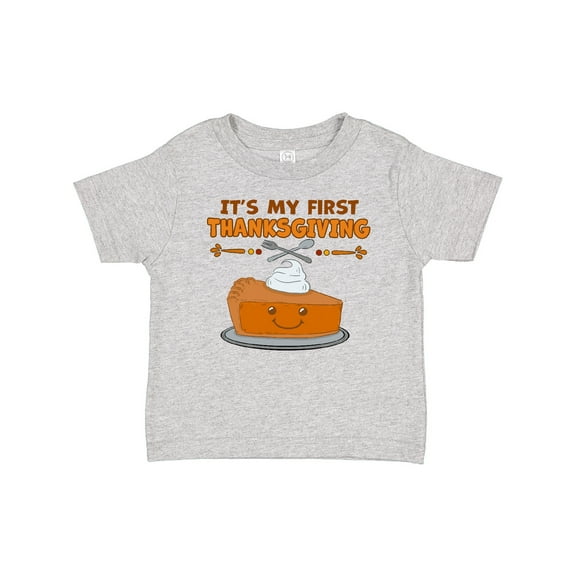 Inktastic It's My 1st Thanksgiving with Cute Smiling Pumpkin Pie Boys or Girls Baby T-Shirt