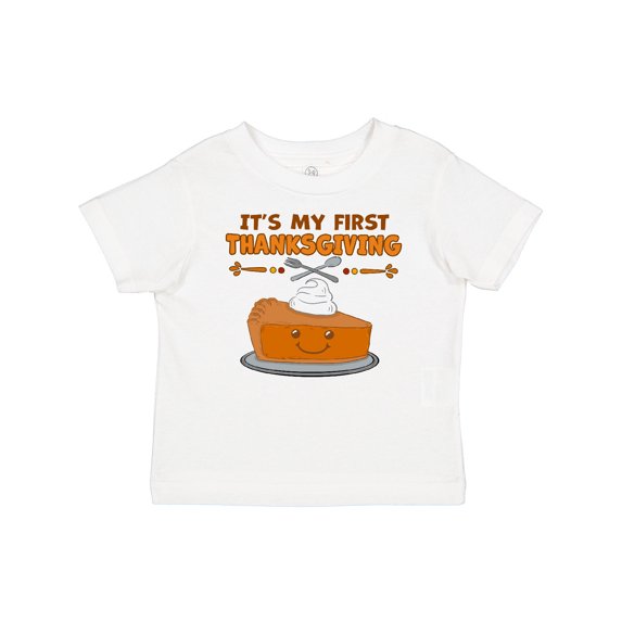 Inktastic It's My 1st Thanksgiving with Cute Smiling Pumpkin Pie Boys or Girls Baby T-Shirt