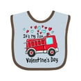 thumbnail image 1 of Inktastic It's My 1st Valentine's Day Fire Truck Boys or Girls Baby Bib, 1 of 4