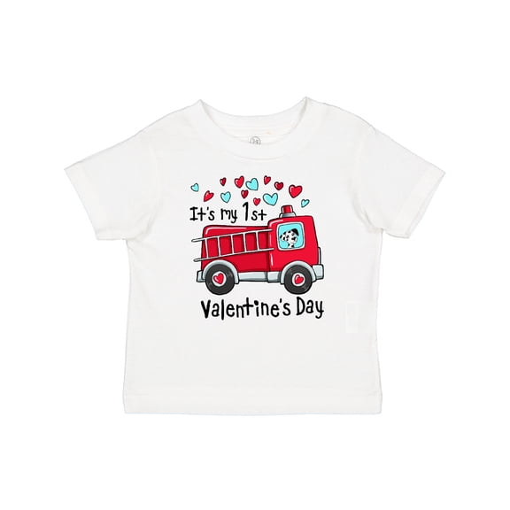 Inktastic It's My 1st Valentine's Day Fire Truck with Cute Dalmatian Boys or Girls Baby T-Shirt