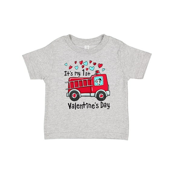Inktastic It's My 1st Valentine's Day Fire Truck with Cute Dalmatian Boys or Girls Baby T-Shirt