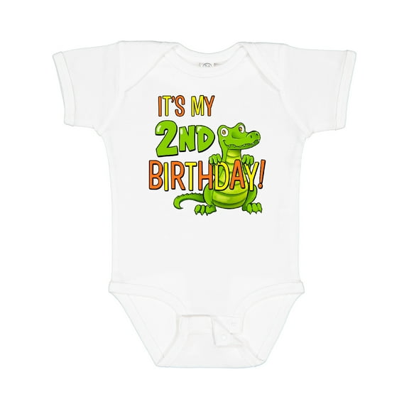Inktastic It's My 2nd Birthday with Cute Green Alligator Boys or Girls Baby Bodysuit
