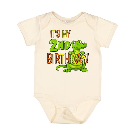 Inktastic It's My 2nd Birthday with Cute Green Alligator Boys or Girls Baby Bodysuit