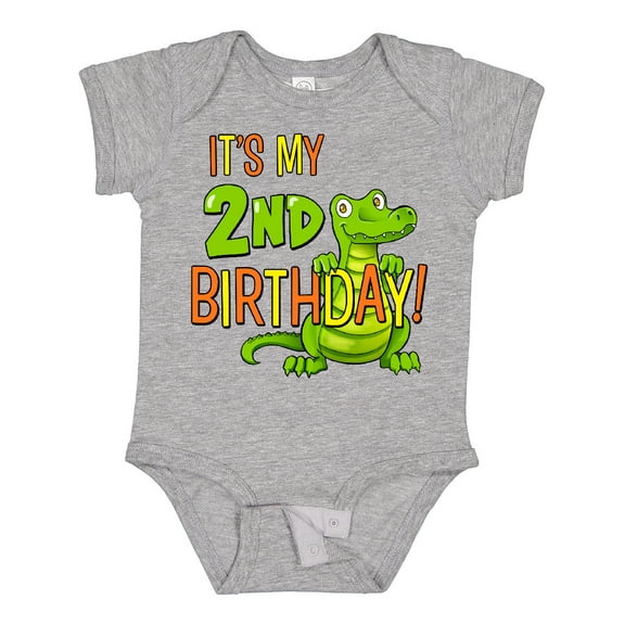 Inktastic It's My 2nd Birthday with Cute Green Alligator Boys or Girls Baby Bodysuit