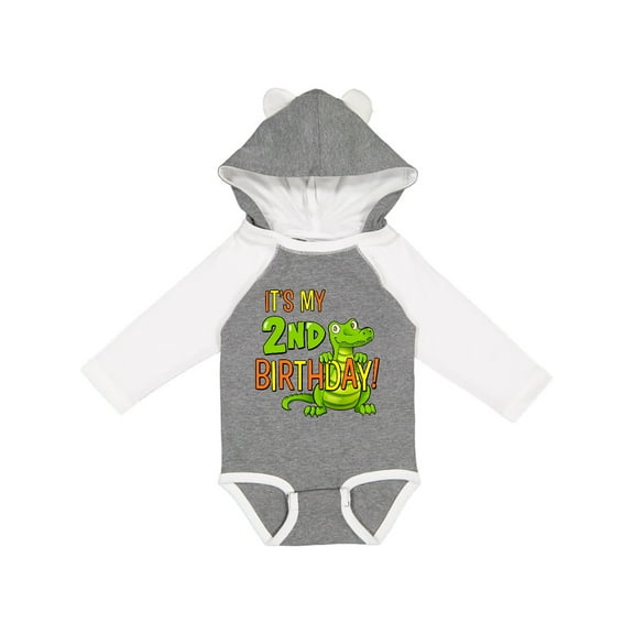 Inktastic It's My 2nd Birthday with Cute Green Alligator Boys or Girls Long Sleeve Baby Bodysuit