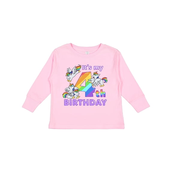 Inktastic It's My 4th Birthday Unicorn Boys or Girls Long Sleeve Toddler T-Shirt