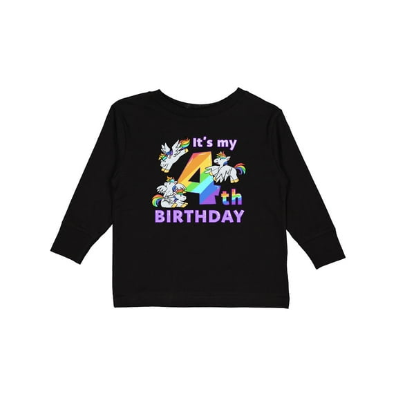 Inktastic It's My 4th Birthday Unicorn Boys or Girls Long Sleeve Toddler T-Shirt