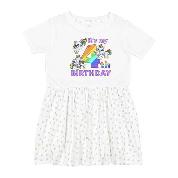 Inktastic It's My 4th Birthday Unicorn Girls Toddler Dress