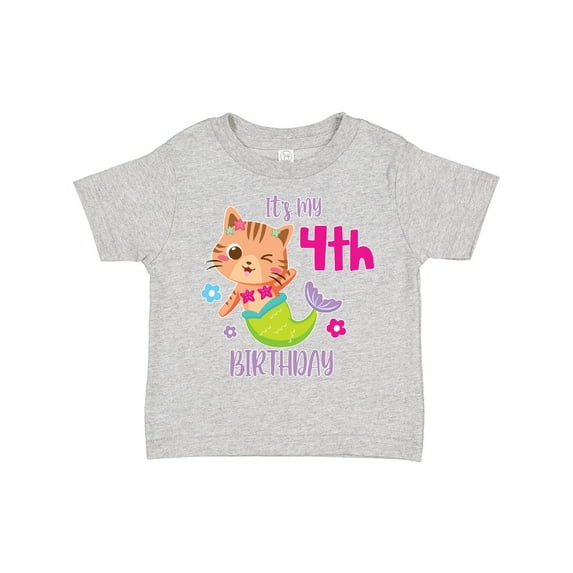 Inktastic It's My 4th Birthday with Cute Cat Mermaid Girls Toddler T-Shirt