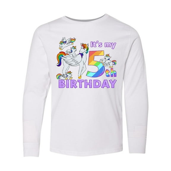 Inktastic It's My 5th Birthday Unicorn Long Sleeve Youth T-Shirt