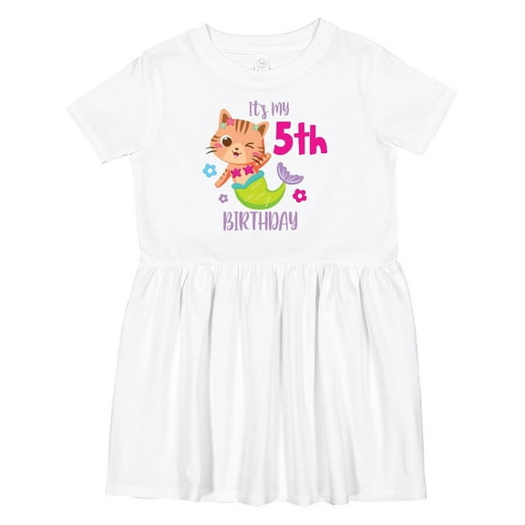 Inktastic It's My 5th Birthday with Cute Cat Mermaid Girls Toddler Dress