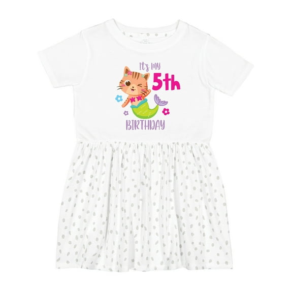 Inktastic It's My 5th Birthday with Cute Cat Mermaid Girls Toddler Dress
