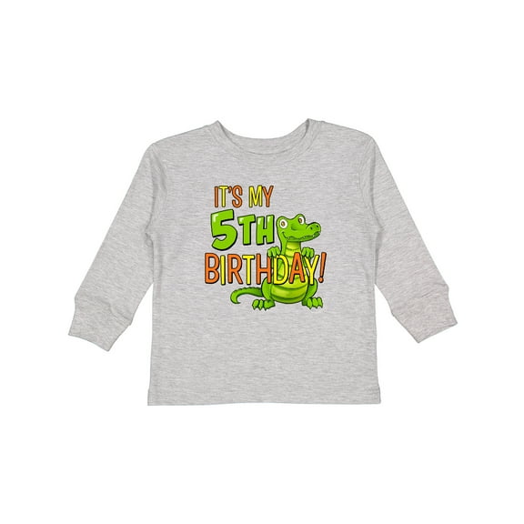 Inktastic It's My 5th Birthday with Cute Green Alligator Boys or Girls Long Sleeve Toddler T-Shirt