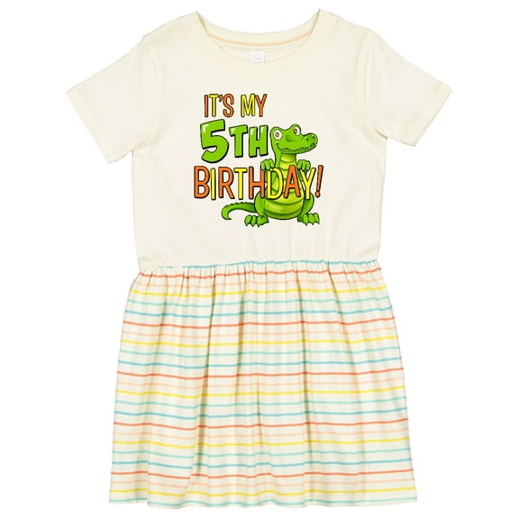Inktastic It's My 5th Birthday with Cute Green Alligator Girls Toddler Dress