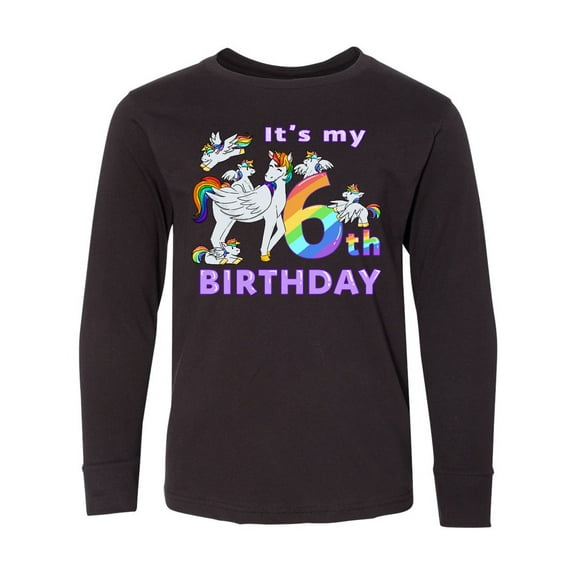 Inktastic It's My 6th Birthday Unicorn Long Sleeve Youth T-Shirt