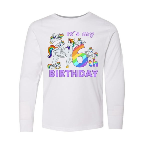 Inktastic It's My 6th Birthday Unicorn Long Sleeve Youth T-Shirt