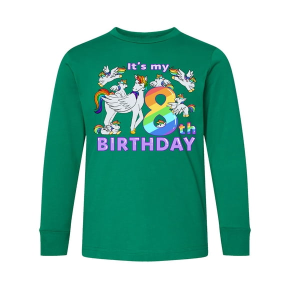 Inktastic It's My 8th Birthday Unicorn Long Sleeve Youth T-Shirt