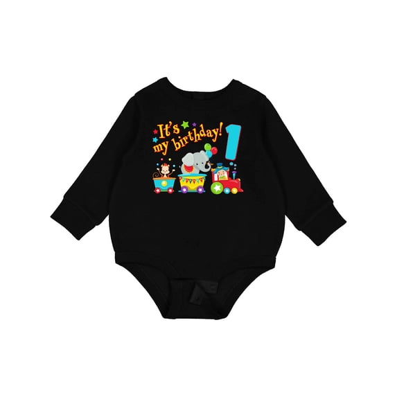 Inktastic It's My Birthday Circus Train 1st Birthday Baby Fleece Bodysuit