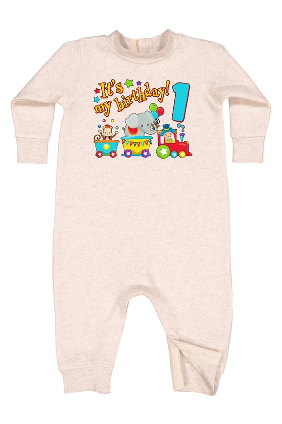 It's My Birthday Circus Train 1st Birthday Baby Fleece Romper