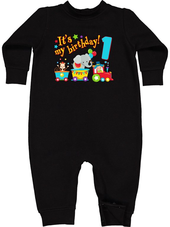 It's My Birthday Circus Train 1st Birthday Baby Fleece Romper