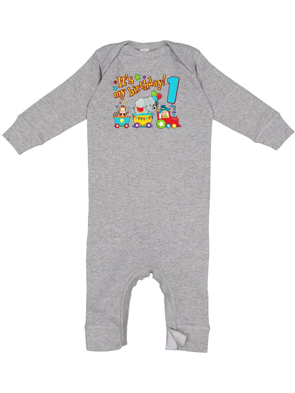 It's My Birthday Circus Train 1st Birthday Baby Romper Coveralls