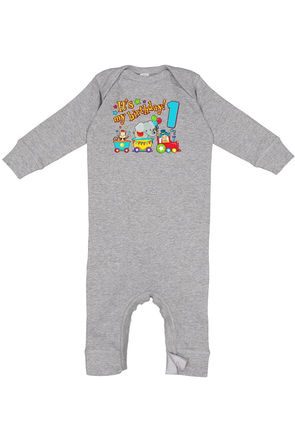 It's My Birthday Circus Train 1st Birthday Baby Romper Coveralls