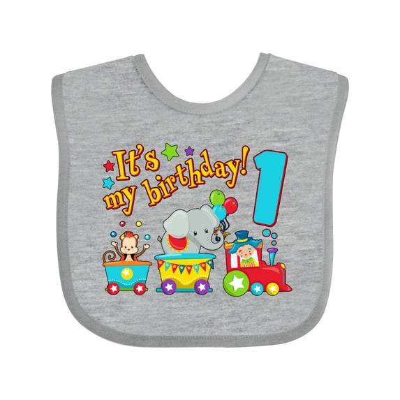 Inktastic It's My Birthday Circus Train 1st Birthday Boys or Girls Baby Bib