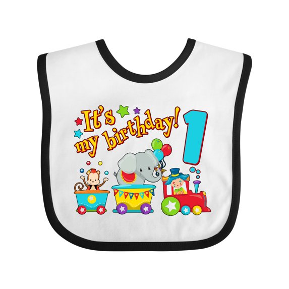 Inktastic It's My Birthday Circus Train 1st Birthday Boys or Girls Baby Bib