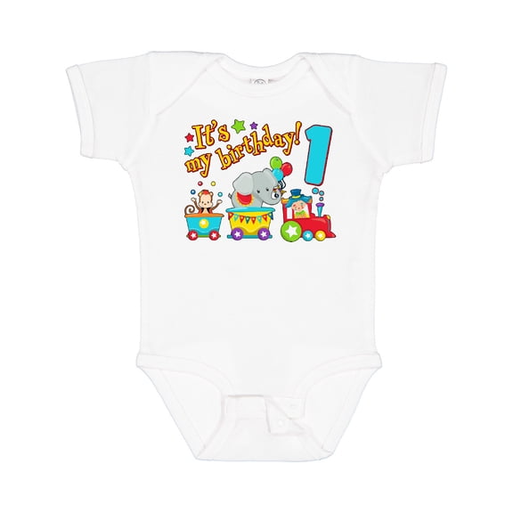 Inktastic It's My Birthday Circus Train 1st Birthday Boys or Girls Baby Bodysuit