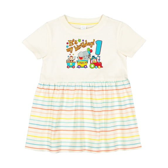Inktastic It's My Birthday Circus Train 1st Birthday Girls Baby Dress