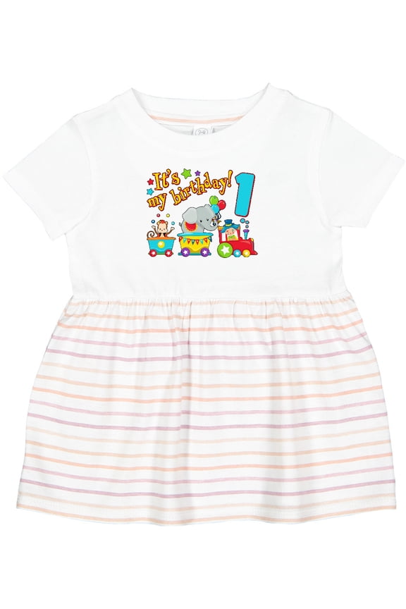 It's My Birthday Circus Train 1st Birthday Girls Baby Dress