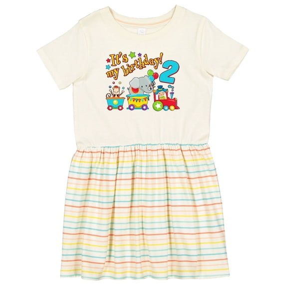 Inktastic It's My Birthday Circus Train 2nd Birthday Girls Toddler Dress