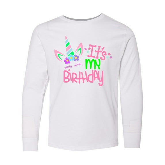 Inktastic It's My Birthday Unicorn Long Sleeve Youth T-Shirt