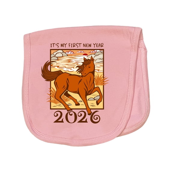 Inktastic It's My First 2026 Chinese New Year Horse Baby Burp Cloth