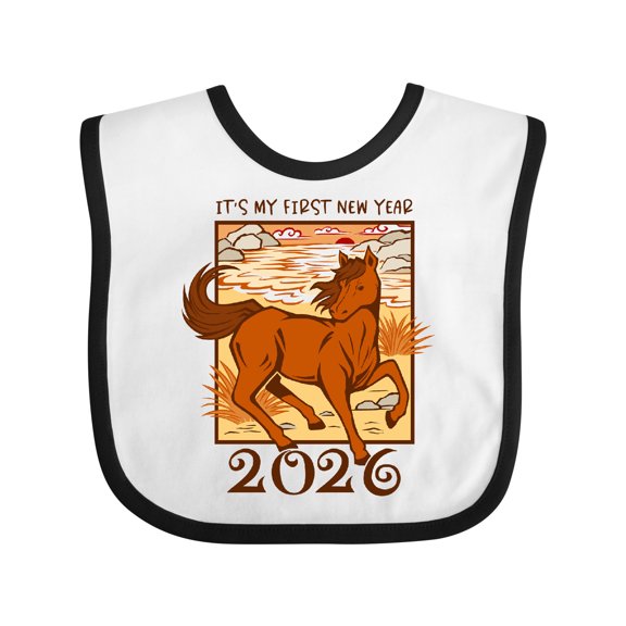 Inktastic It's My First 2026 Chinese New Year Horse Boys or Girls Baby Bib