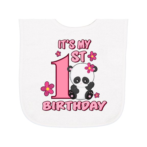 Inktastic It's My First Birthday with Panda Bear Baby Terry Cloth Bib