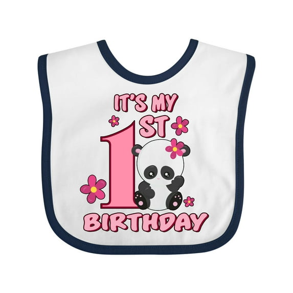 Inktastic It's My First Birthday with Panda Bear Girls Baby Bib