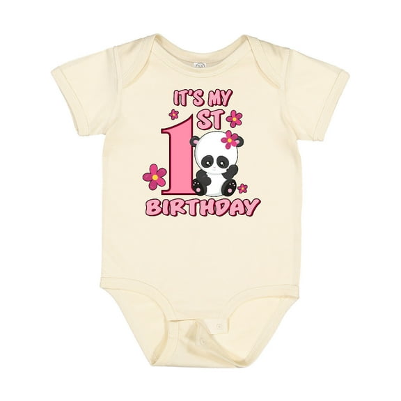 Inktastic It's My First Birthday with Panda Bear Girls Baby Bodysuit